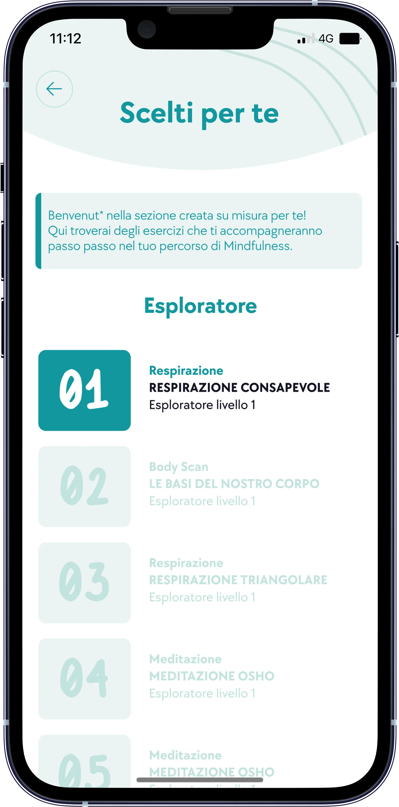 Mockup Serenis con percorso scelti per te