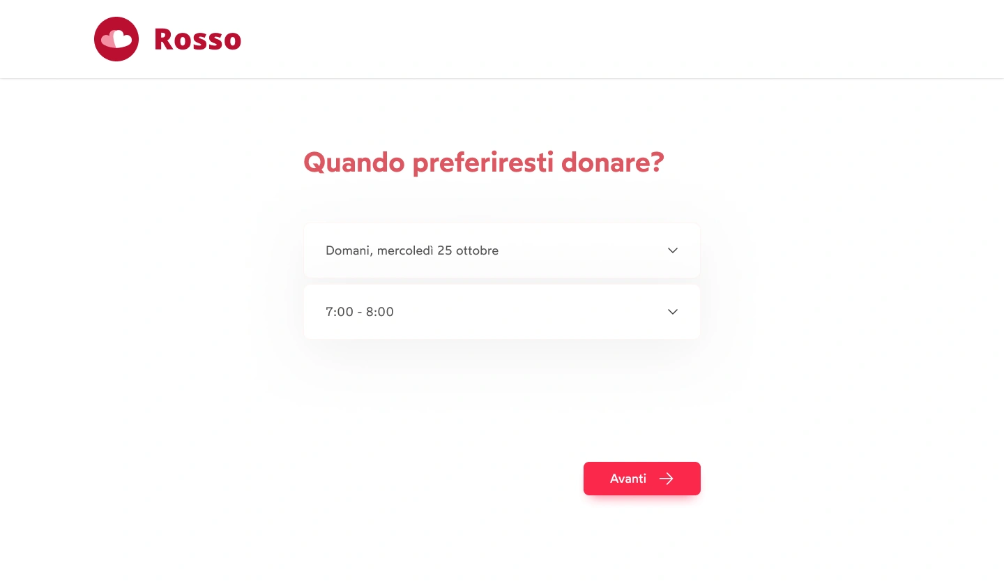 Secondo step del flusso di prenotazione con scelta del centro o dello slot.