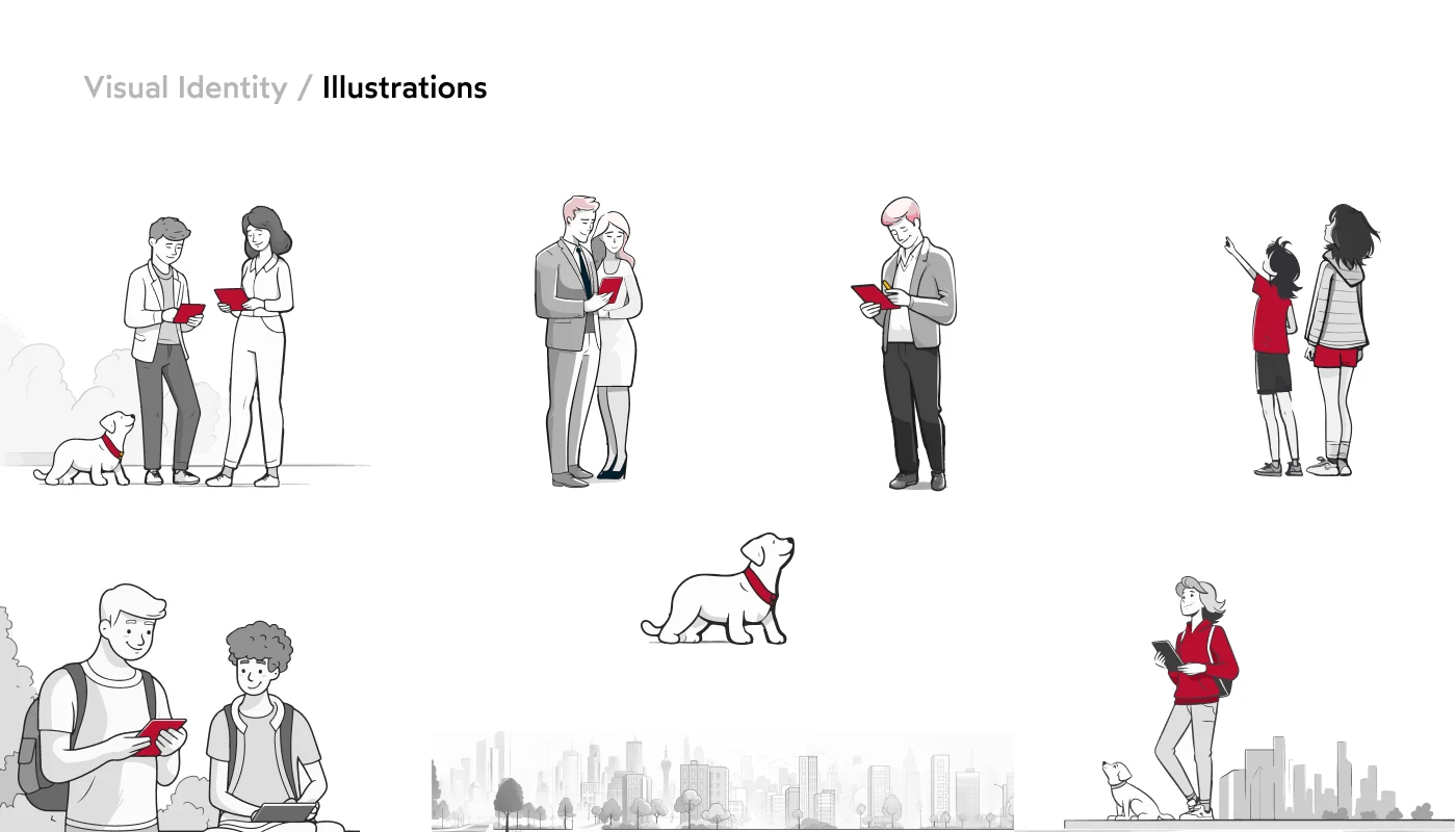 Frame visual identity Rosso 10 con regole tipografiche e UI.